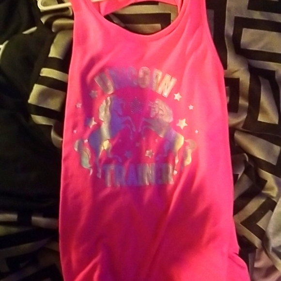 A bright pink unicorn trainer tank top - Picture 3 of 3